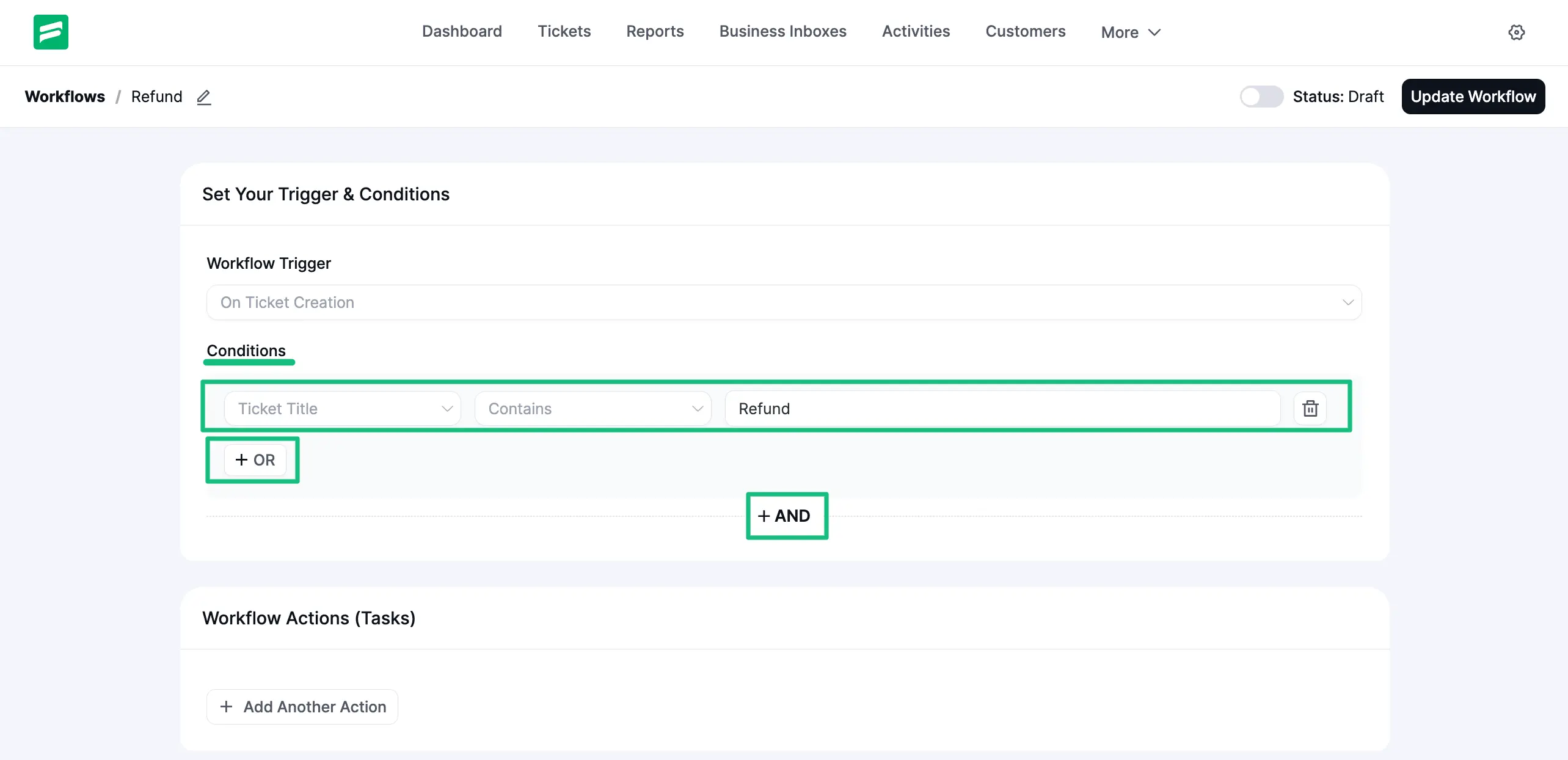 Set Condition/s for the Workflow