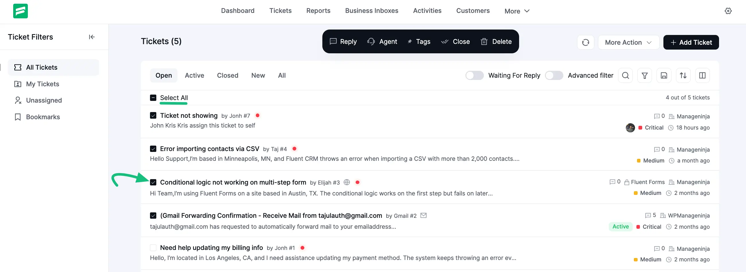 Icons for bulk actions