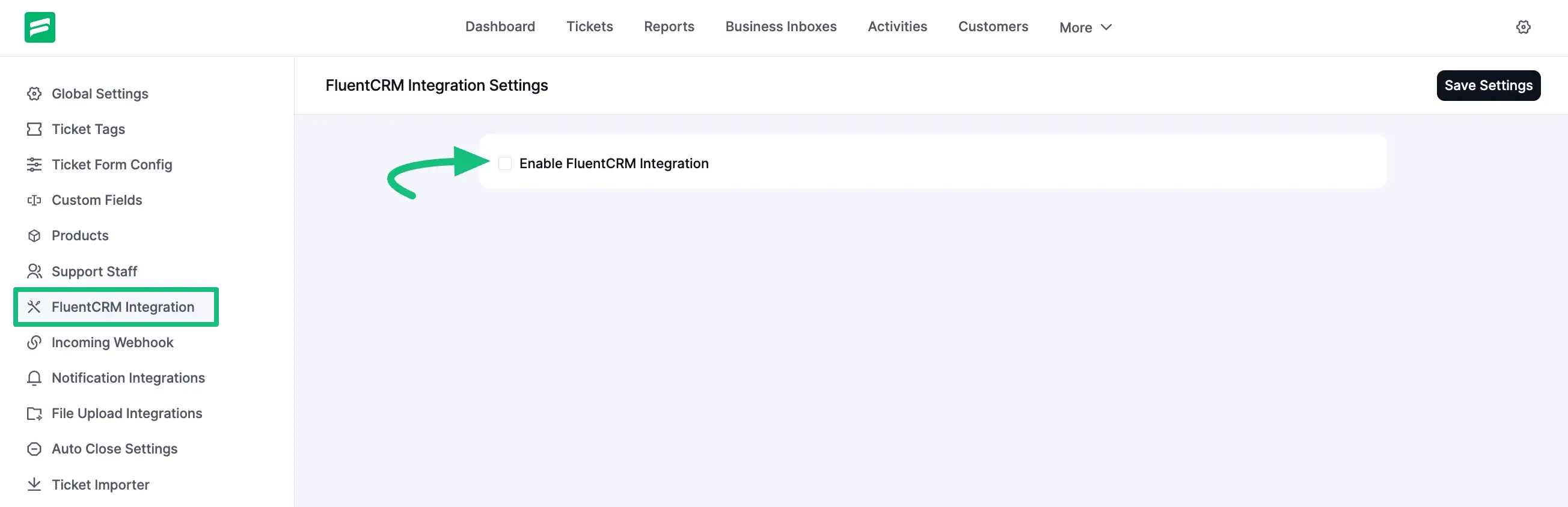 Enable FluentCRM Integration option.