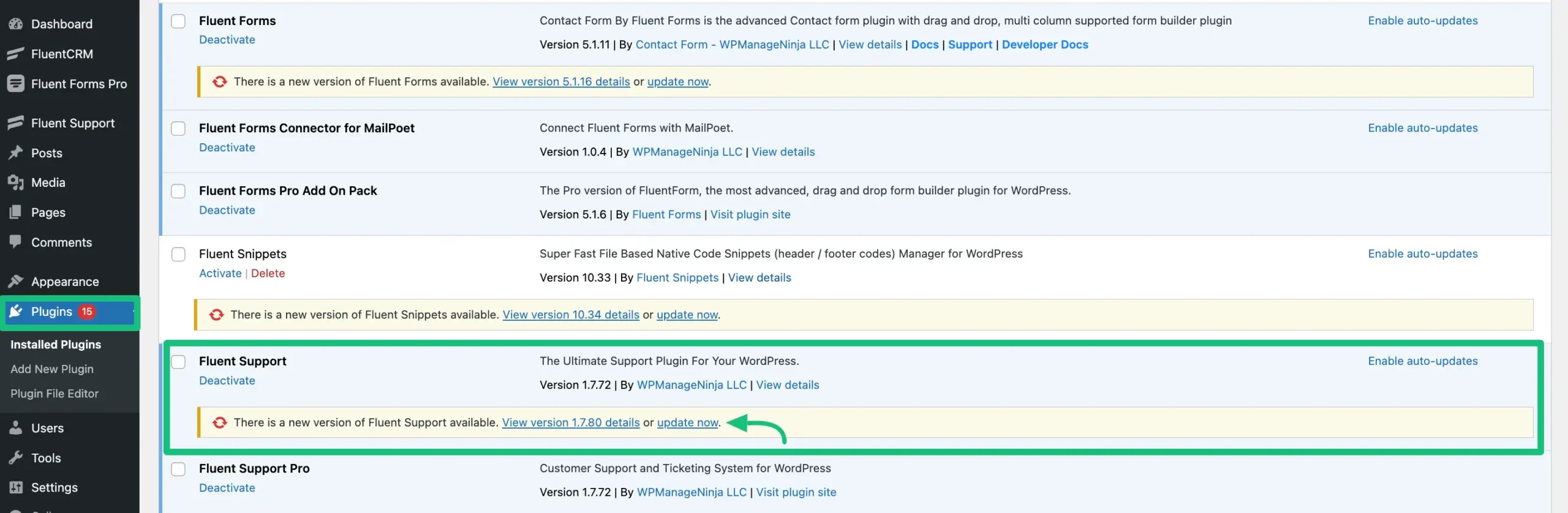 Update Fluent Support plugin