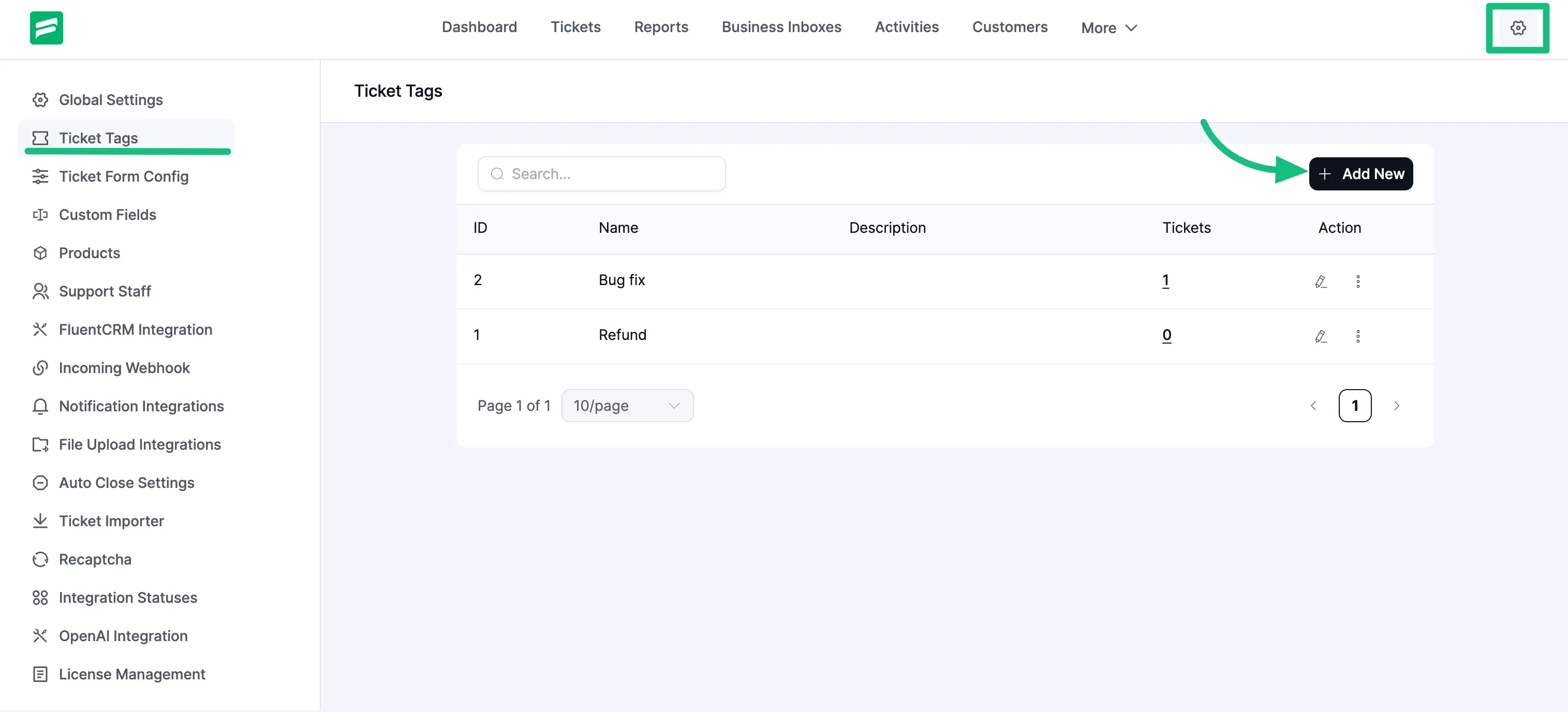 Global Settings from Fluent Support Dashboard