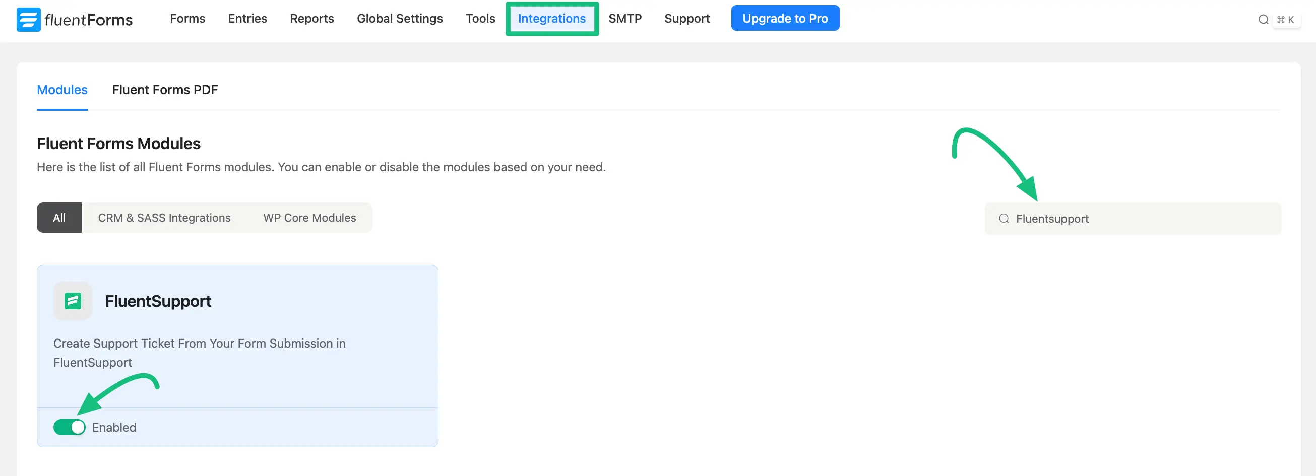 Enable Fluent Support Integrations