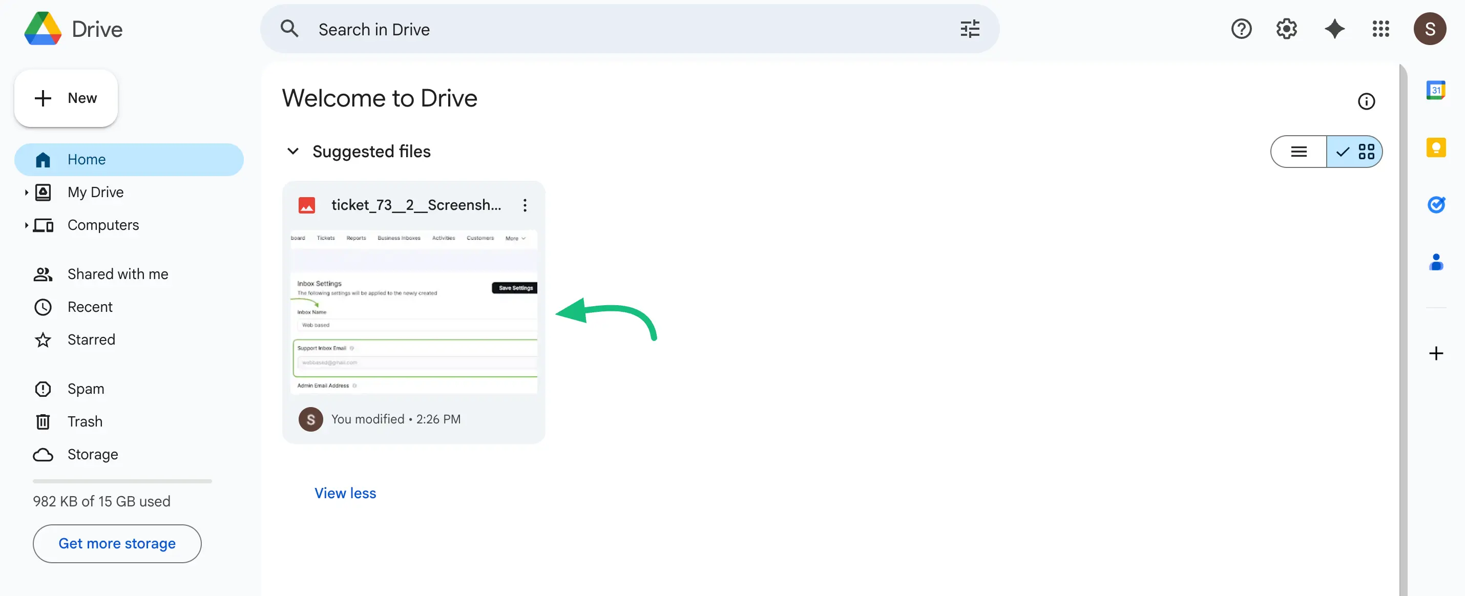 Preview of Stored File in Google Drive