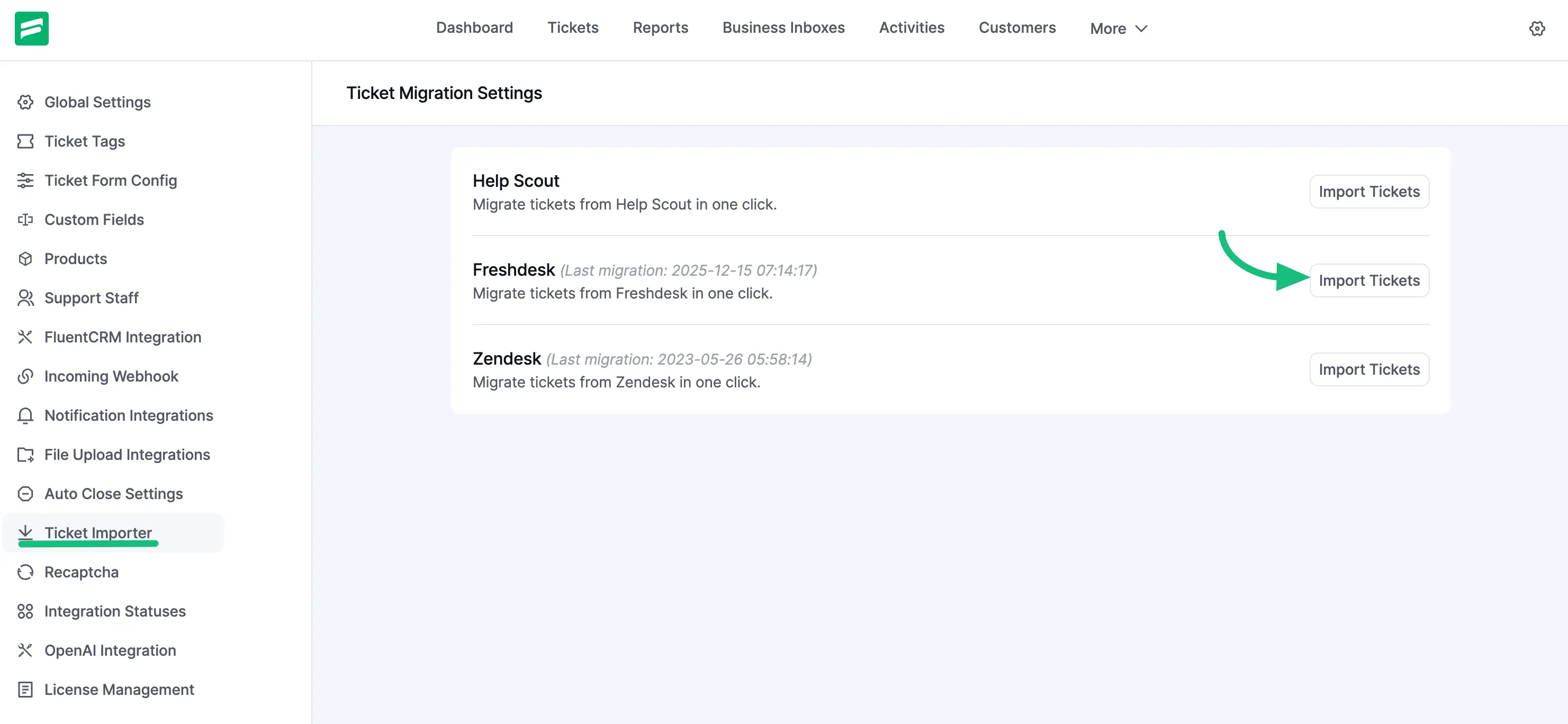 Ticket migration from Freshdesk