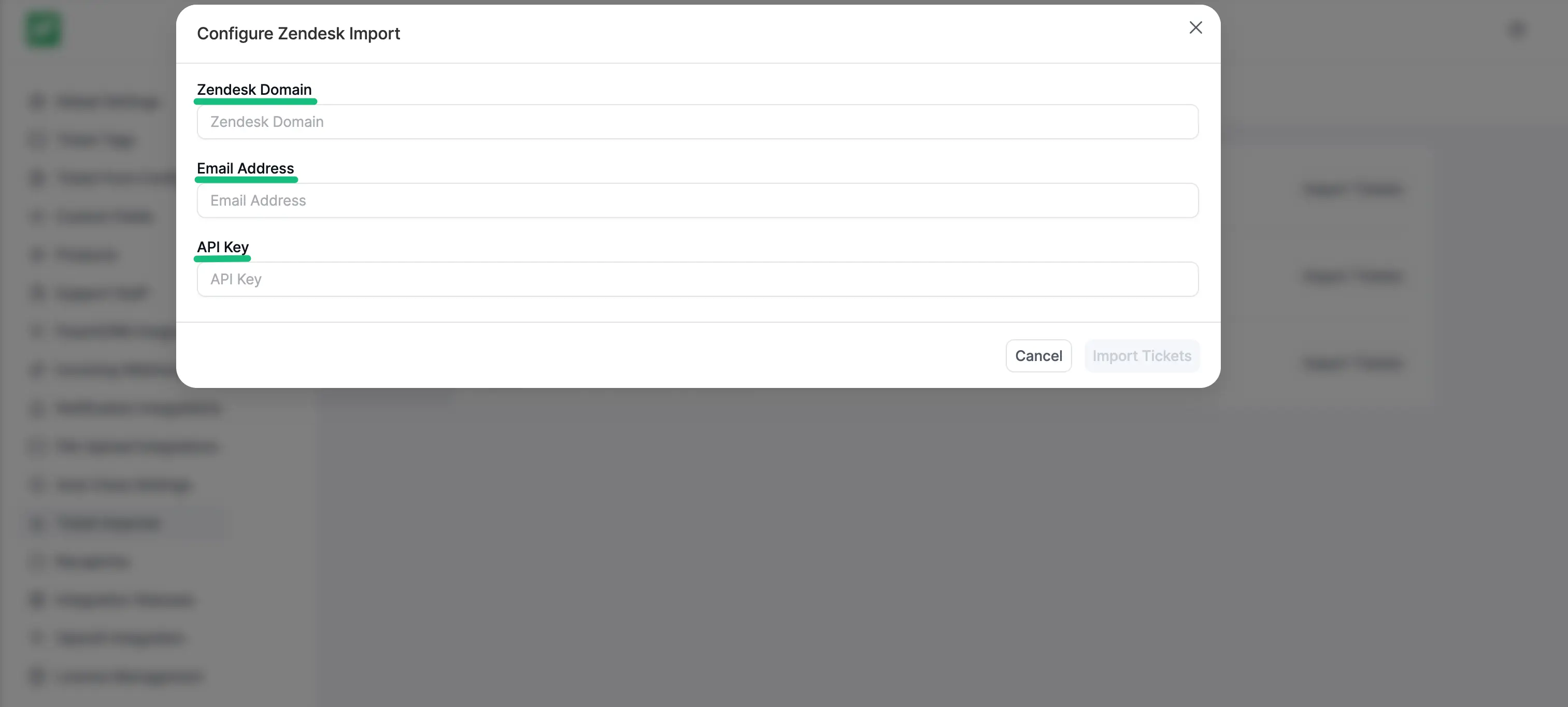 Zendesk Domain, Email Address, and API Key