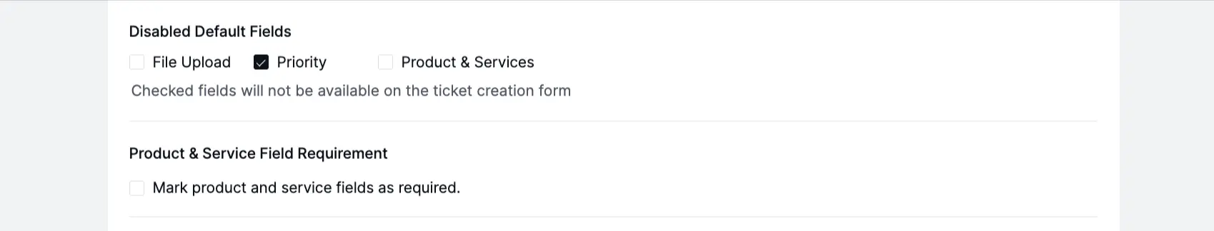 Setting for disabling any default fields