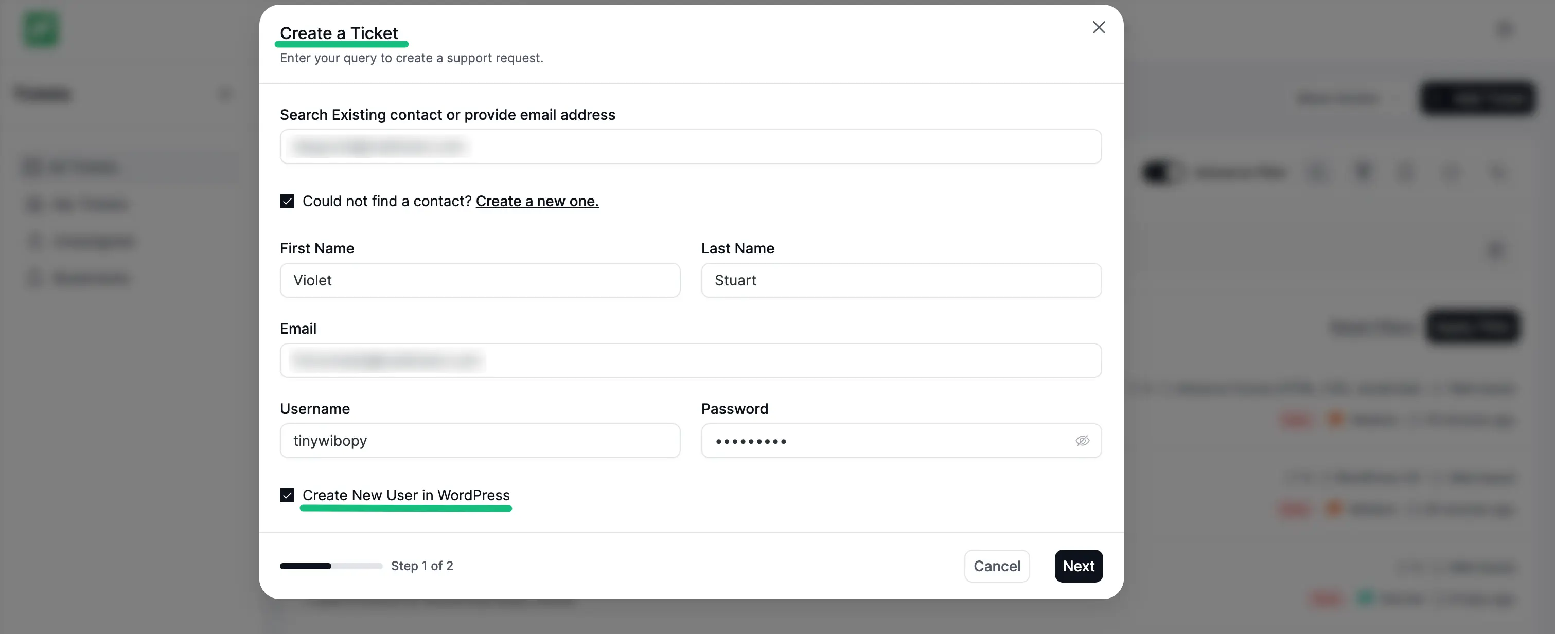 Create a new one option