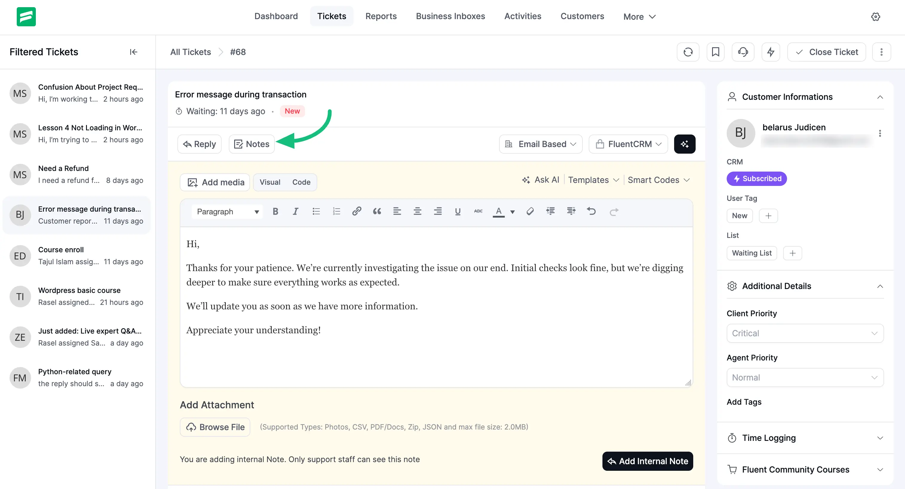 Clicking internal note gif