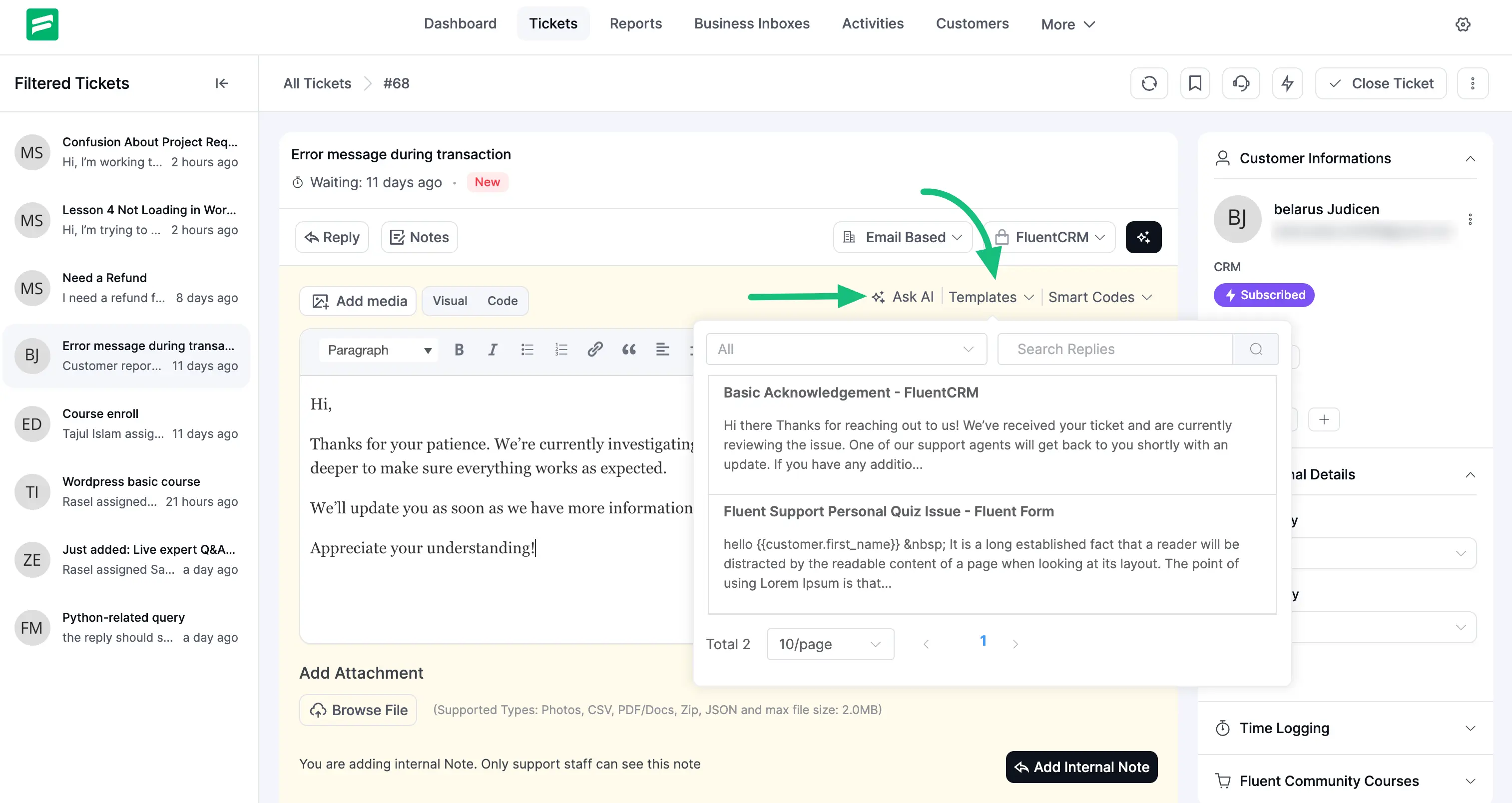 Add Media to you internal notes