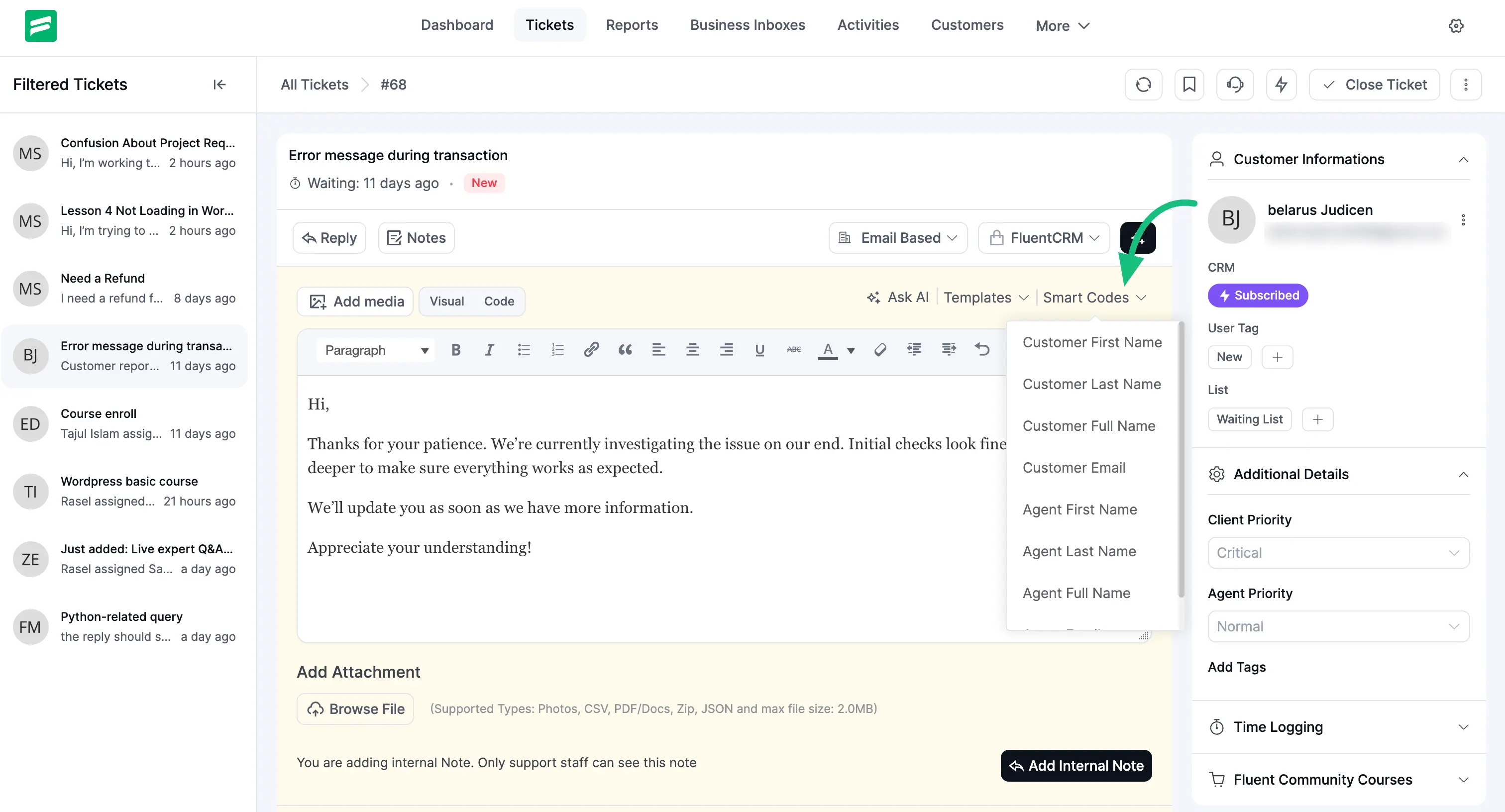 Shortcodes to fetch information inside notes