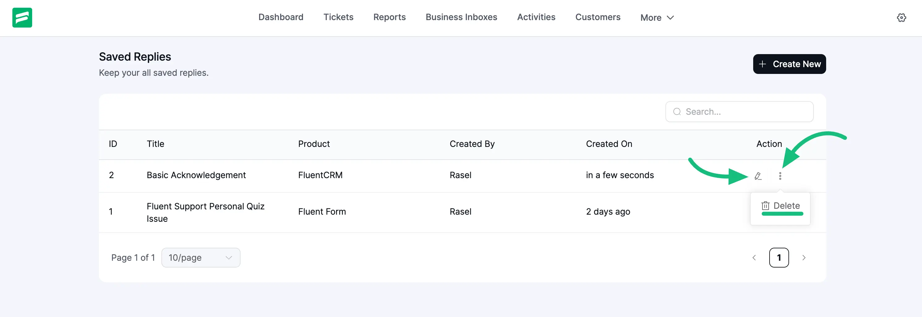 Edit or Delete any saved replies if needed